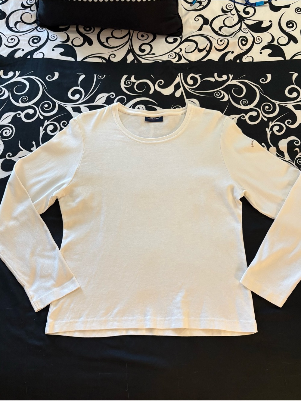 Saint James Ecru/Off White Long Sleeve Cotton Tee Top Sz M